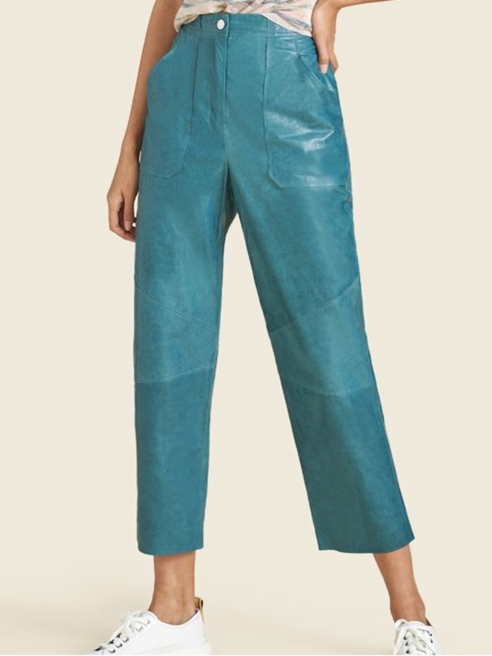 Veronica Beard Enrica cropped lamb leather pants
